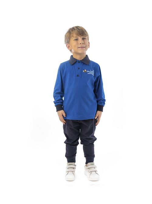 POLO MANICA LUNGA 100% COTONE INFANZIA IL CAPITANO SCUOLA | POMIE7919MLROYAL/BLU
